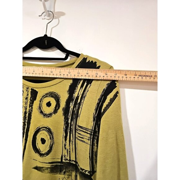 Jess & Jane USA Large Tunic Art to Wear V Neck Stretch Long Sleeve Top Artsy - Picture 4 of 6